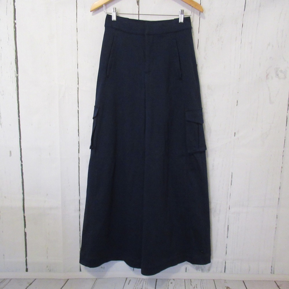 New ALO Yoga Pants S Navy Blue Show Off Wide Leg Flare Cargo Trousers
